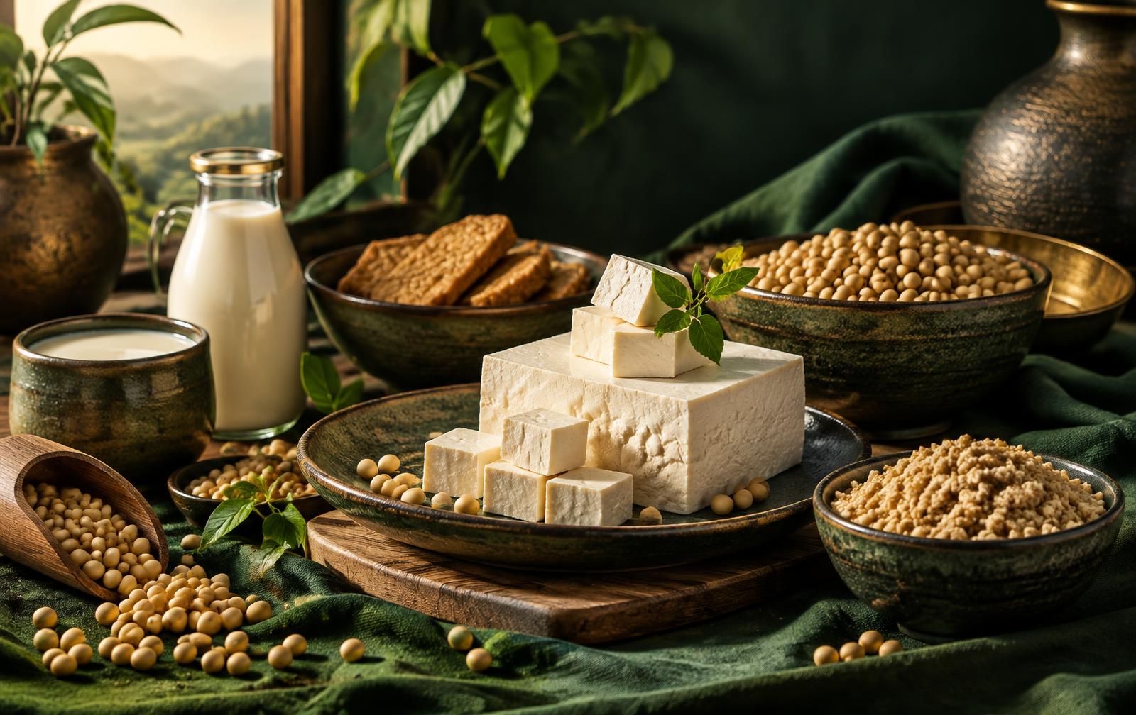 Soybeans, tofu and premium soy ingredients styled for Crestmark Enterprises